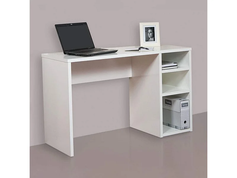 Mesa Escritorio | Mesa Estudio con 3 estantes | Color Blanco Brillo | Medidas: 120 x 75 x 50 cm