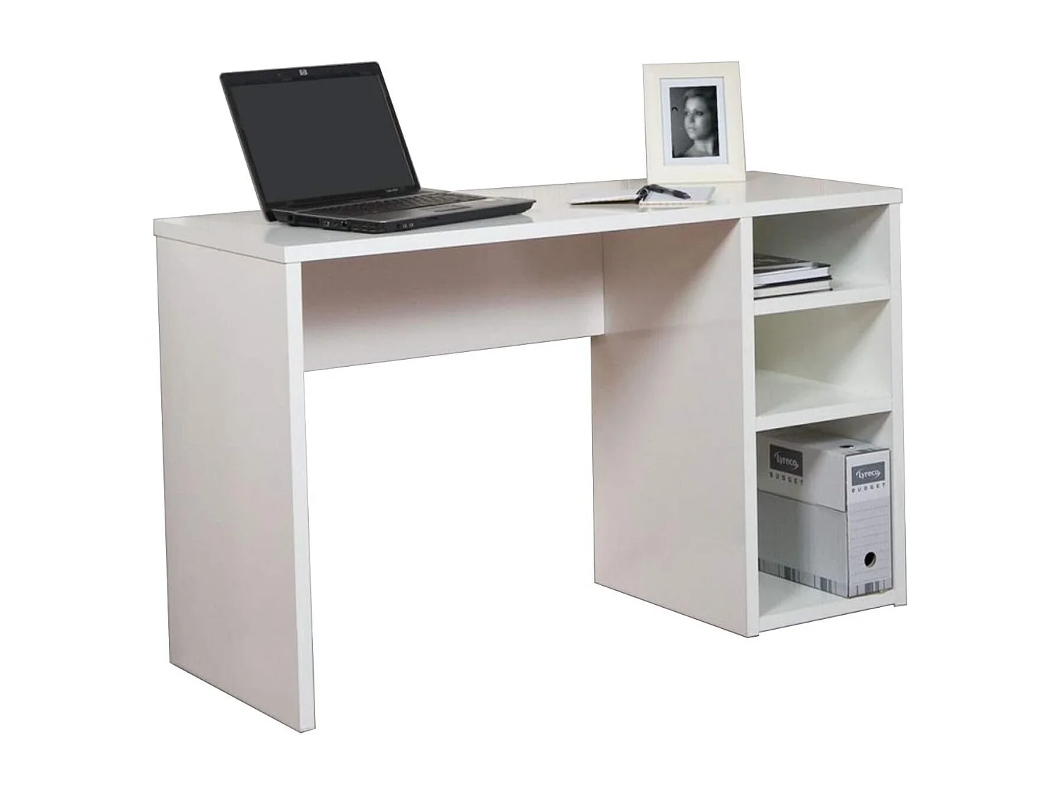 Mesa Escritorio | Mesa Estudio con 3 estantes | Color Blanco Brillo | Medidas: 120 x 75 x 50 cm