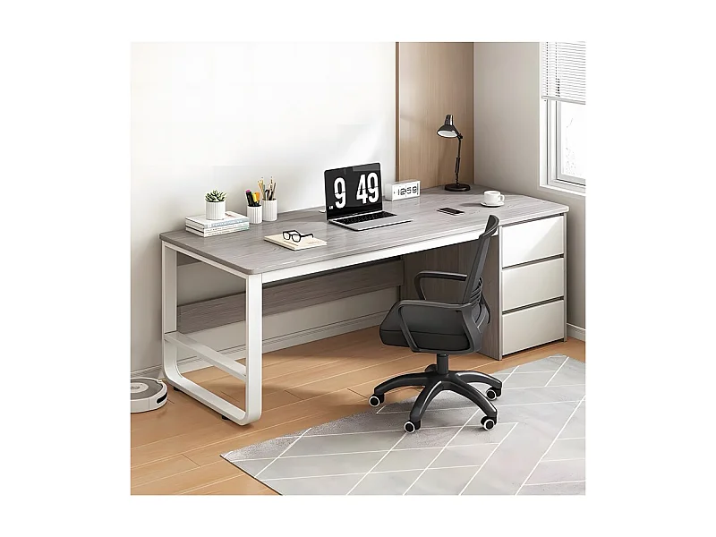 Escritorio de Oficina con 3 Cajones, MDF Gris y Blanco, 120x48x74cm - Moderno y Funcional