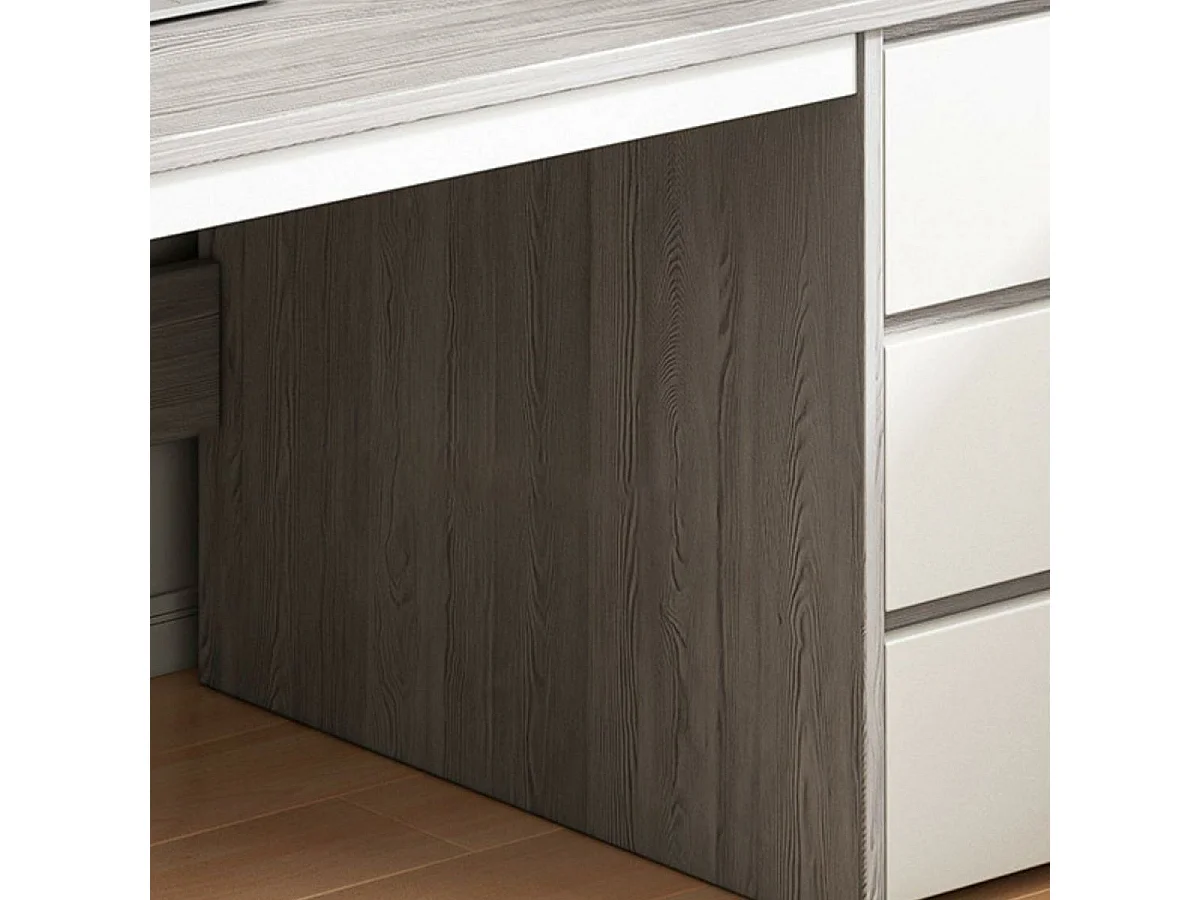 Escritorio de Oficina con 3 Cajones, MDF Gris y Blanco, 120x48x74cm - Moderno y Funcional