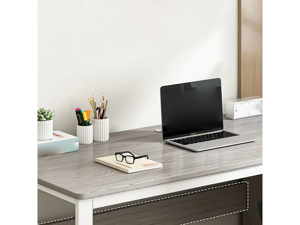 Escritorio de Oficina con 3 Cajones, MDF Gris y Blanco, 120x48x74cm - Moderno y Funcional