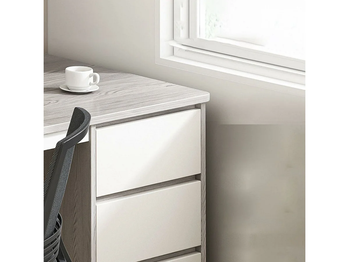 Escritorio de Oficina con 3 Cajones, MDF Gris y Blanco, 120x48x74cm - Moderno y Funcional