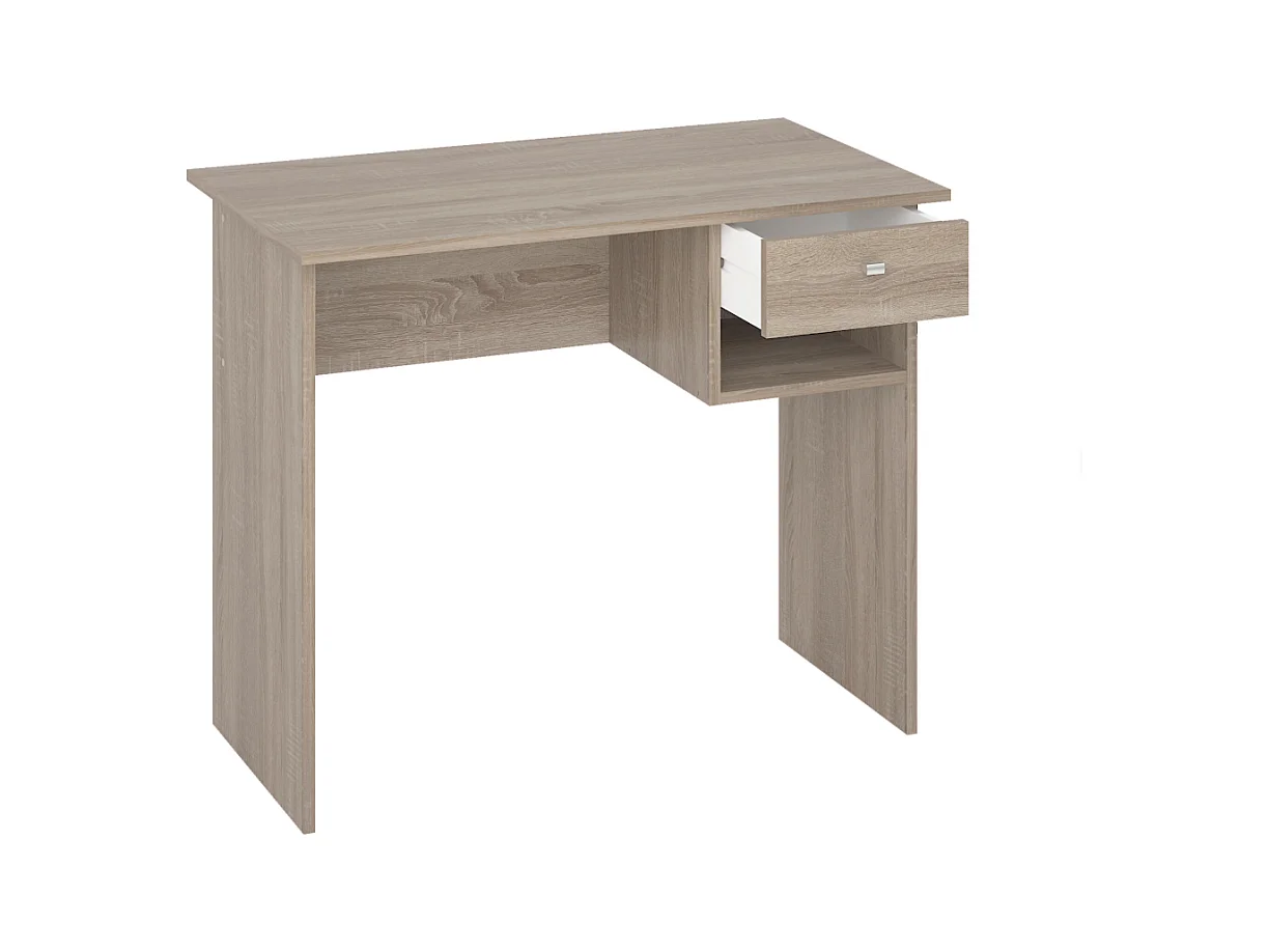 Mesa de Escritorio y Trabajo en Color Roble, 90x50x74cm - Con Cajón y Estante para Oficina o Estudio