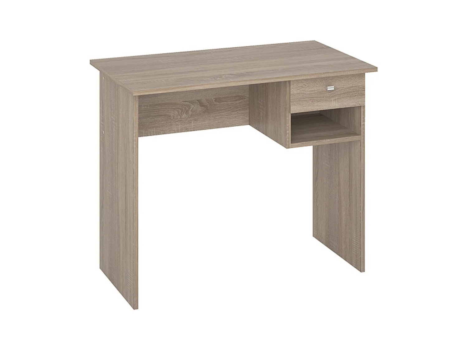 Mesa de Escritorio y Trabajo en Color Roble, 90x50x74cm - Con Cajón y Estante para Oficina o Estudio