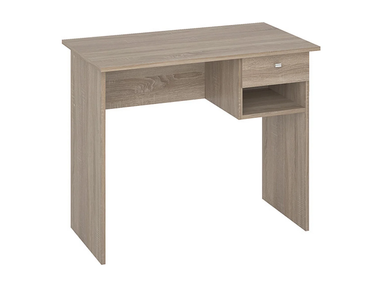 Mesa de Escritorio y Trabajo en Color Roble, 90x50x74cm - Con Cajón y Estante para Oficina o Estudio