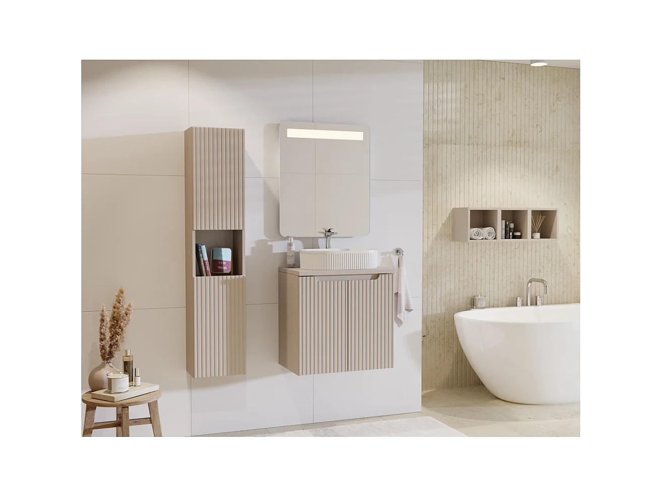 Coluna de banheiro VANO – 2 portas + 1 nicho – Marrom congo – L30 × P25 × H140 cm – Para pendurar