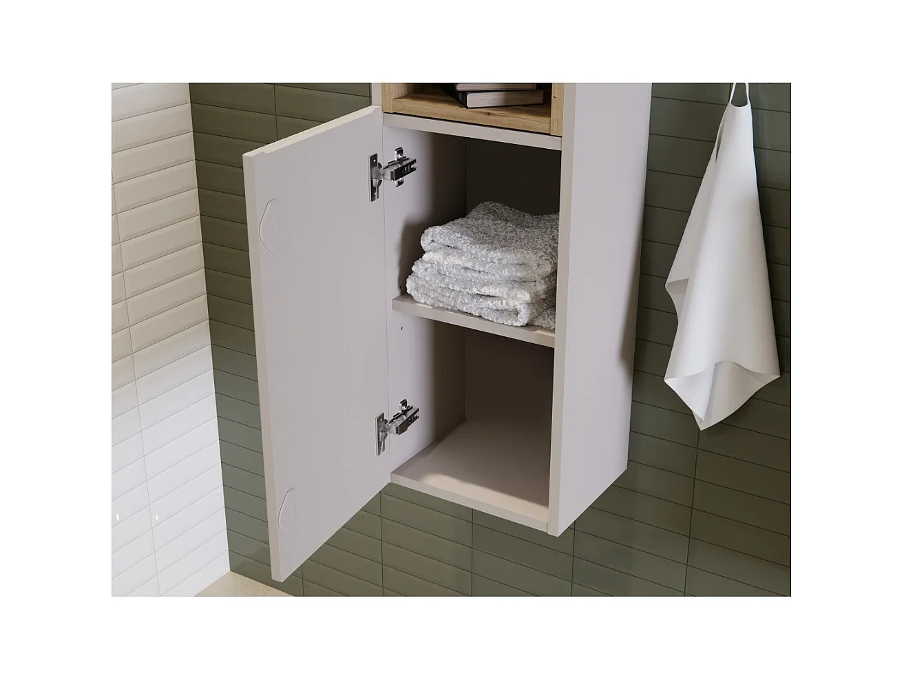 Coluna de banheiro VANO – 2 portas + 1 nicho – Marrom congo – L30 × P25 × H140 cm – Para pendurar