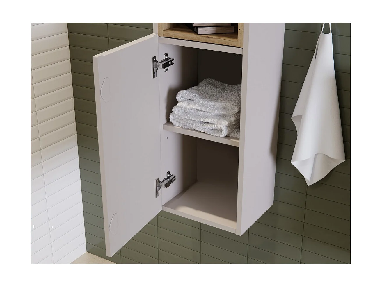 Coluna de banheiro VANO – 2 portas + 1 nicho – Marrom congo – L30 × P25 × H140 cm – Para pendurar