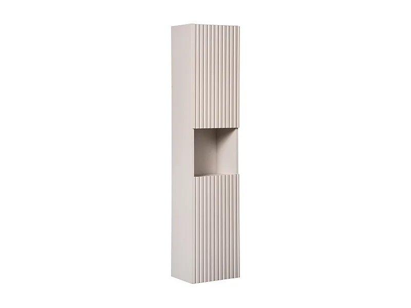 Colonne de salle de bain VANO – 2 portes + 1 niche – Marron congo – L30 × P25 × H140 cm – À suspendre