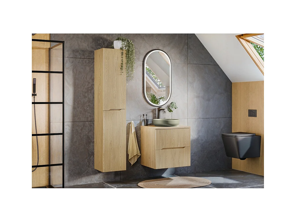 Coluna de banheiro NATURA – 2 portas – Carvalho claro – L35 × P33 × H170 cm – Para pendurar