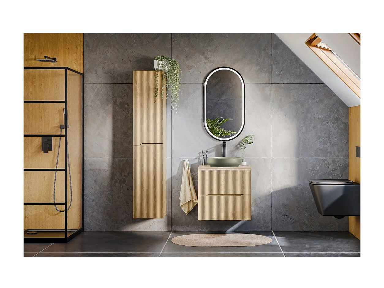 Coluna de banheiro NATURA – 2 portas – Carvalho claro – L35 × P33 × H170 cm – Para pendurar