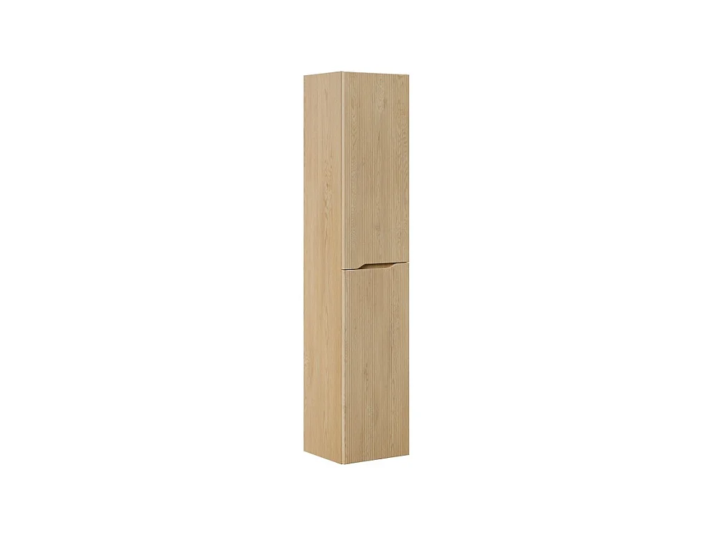 Colonne de salle de bain NATURA – 2 portes – Chêne clair – L35 × P33 × H170 cm – À suspendre