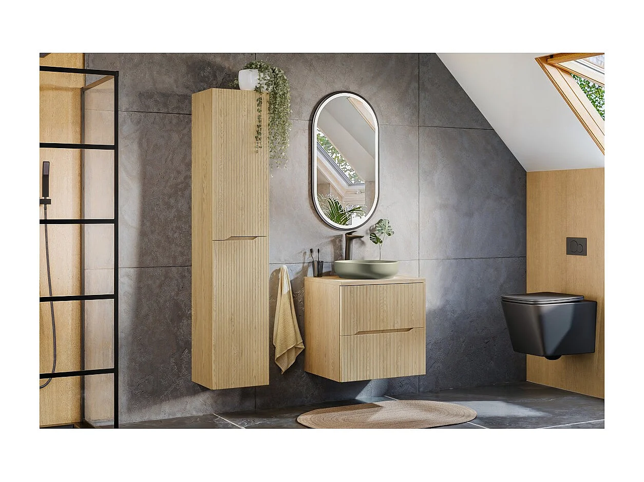 Coluna de banheiro NATURA – 2 portas – Carvalho claro – L35 × P33 × H170 cm – Para pendurar