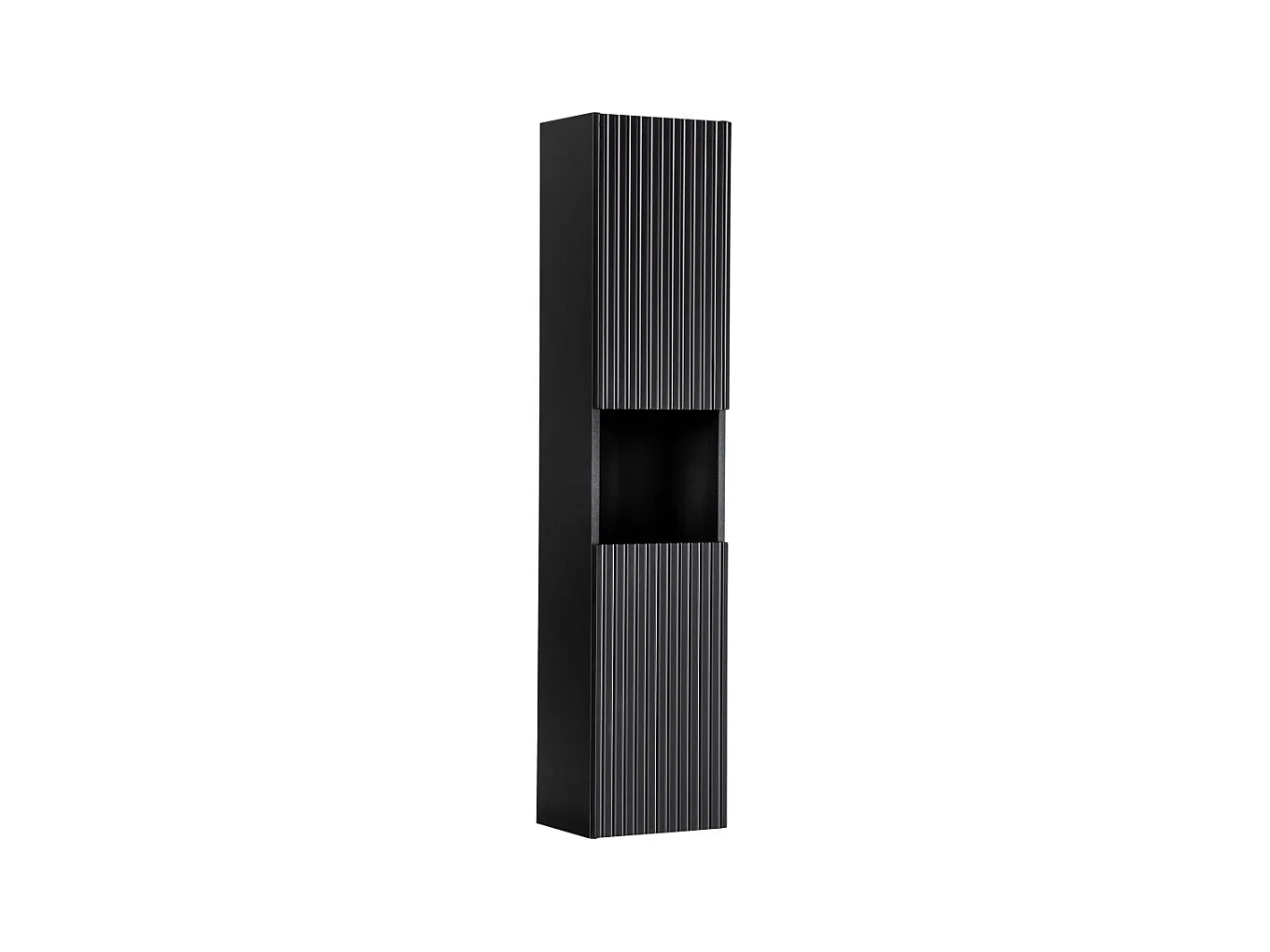 Colonne de salle de bain VANO – 2 portes + 1 niche – Noir mat – L30 × P25 × H140 cm – À suspendre