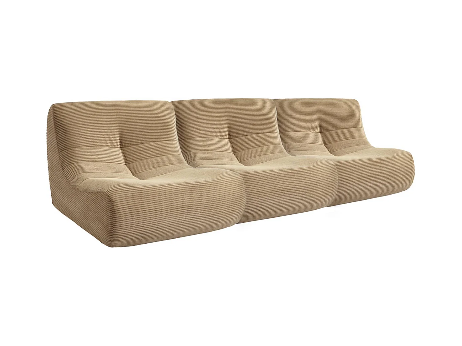 Chauffeuse velours côtelé 3 places taupe L 91 x P 105 x H 72 cm - SOKOL