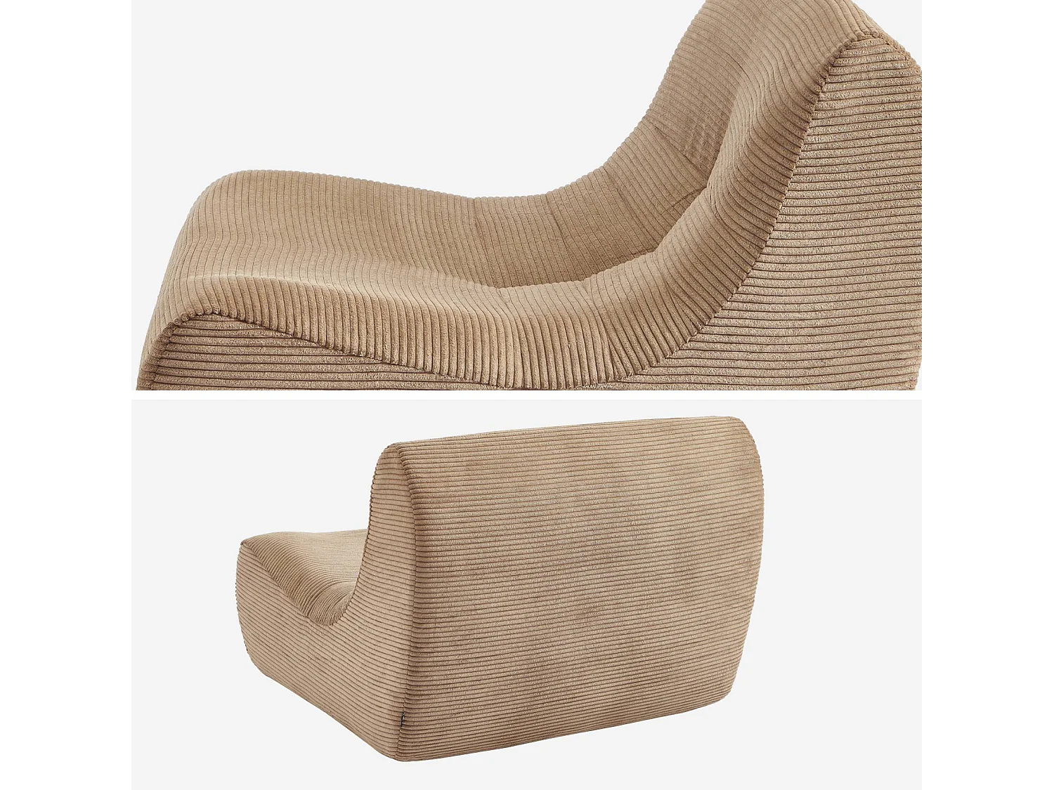 Chauffeuse velours côtelé 3 places taupe L 91 x P 105 x H 72 cm - SOKOL