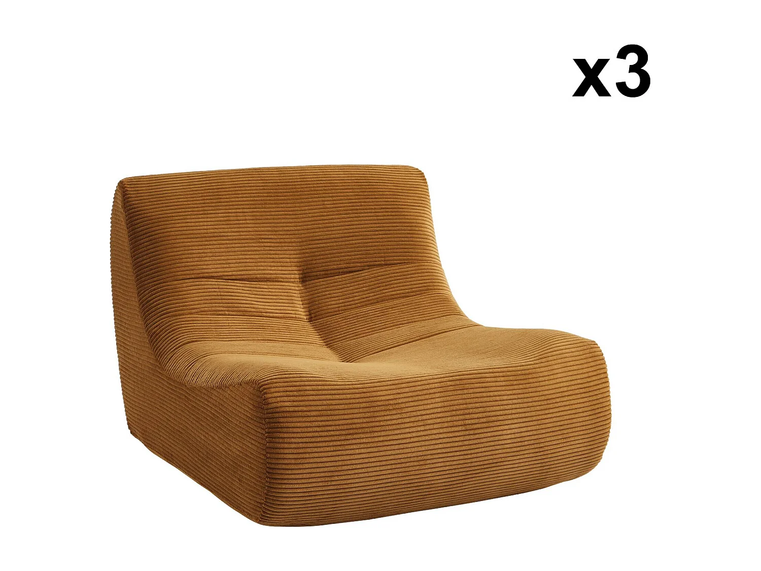 Sofá modular de pana, 3 plazas mostaza