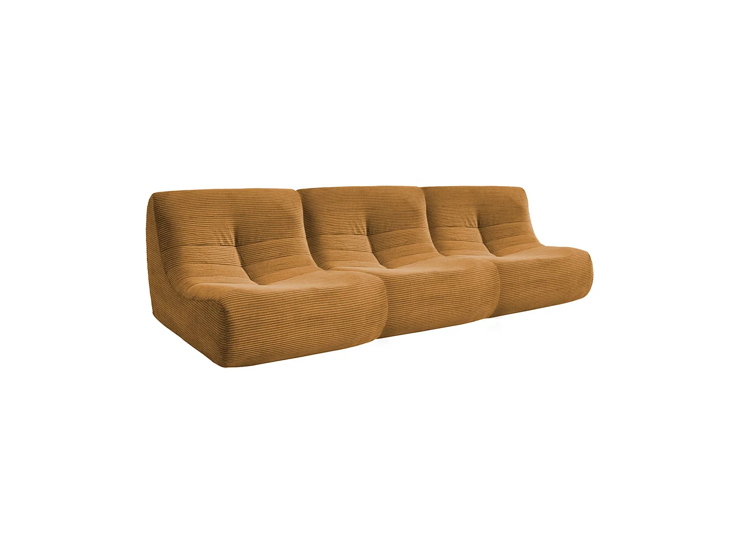 Chauffeuse velours côtelé 3 places moutarde L 91 x P 105 x H 72 cm - SOKOL
