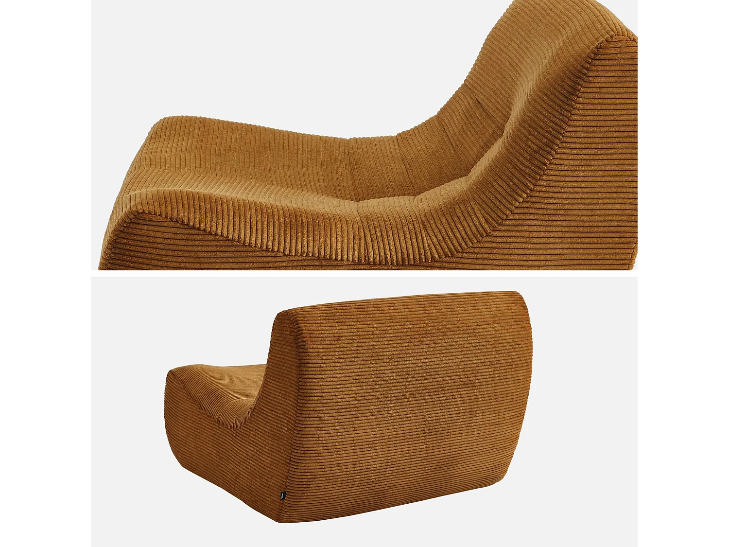 Chauffeuse velours côtelé 3 places moutarde L 91 x P 105 x H 72 cm - SOKOL