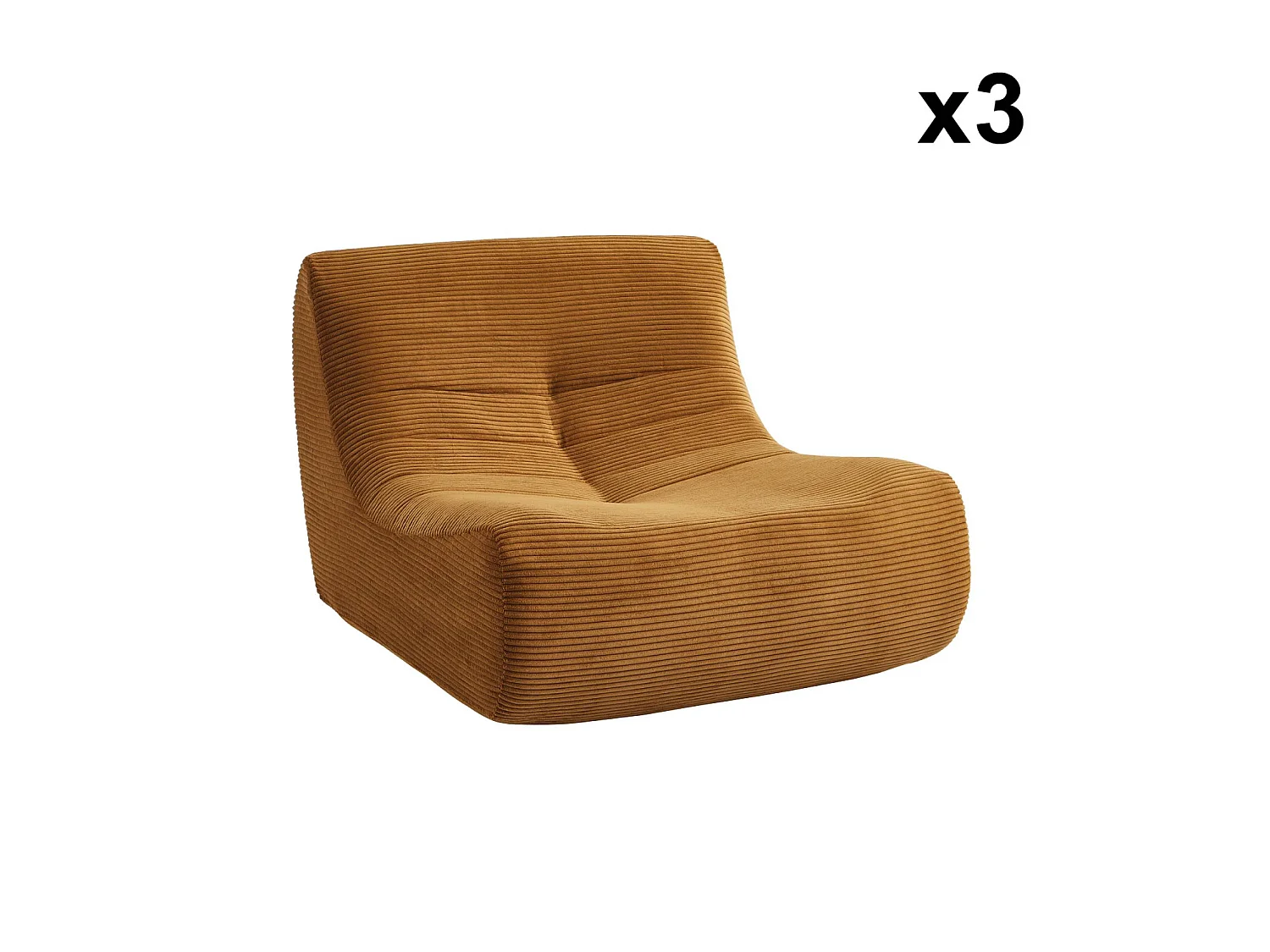 Chauffeuse velours côtelé 3 places moutarde L 91 x P 105 x H 72 cm - SOKOL