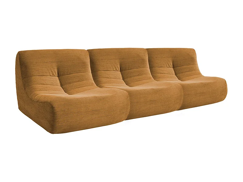 Sofá modular de pana, 3 plazas mostaza