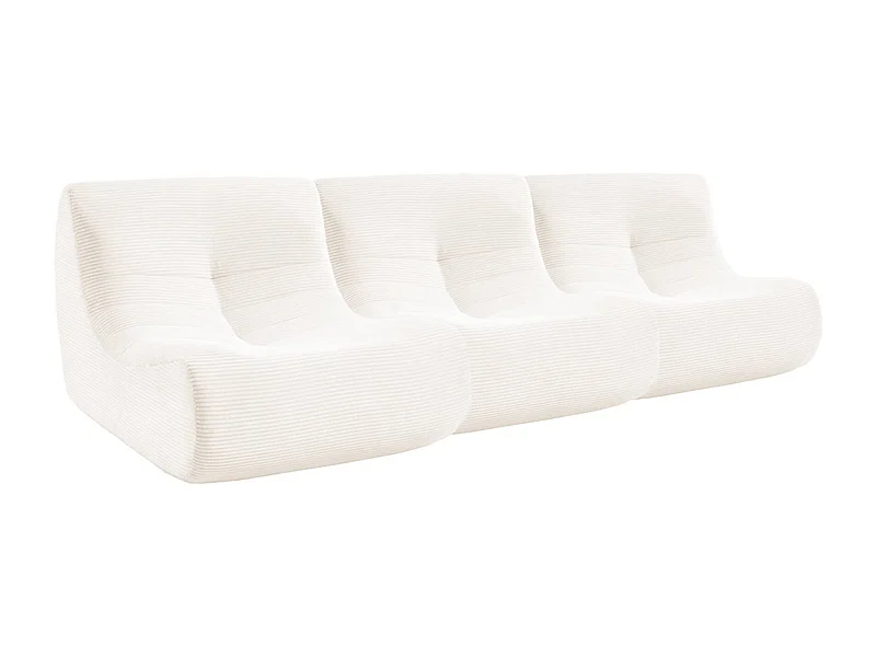Sofá modular de pana, 3 plazas crema