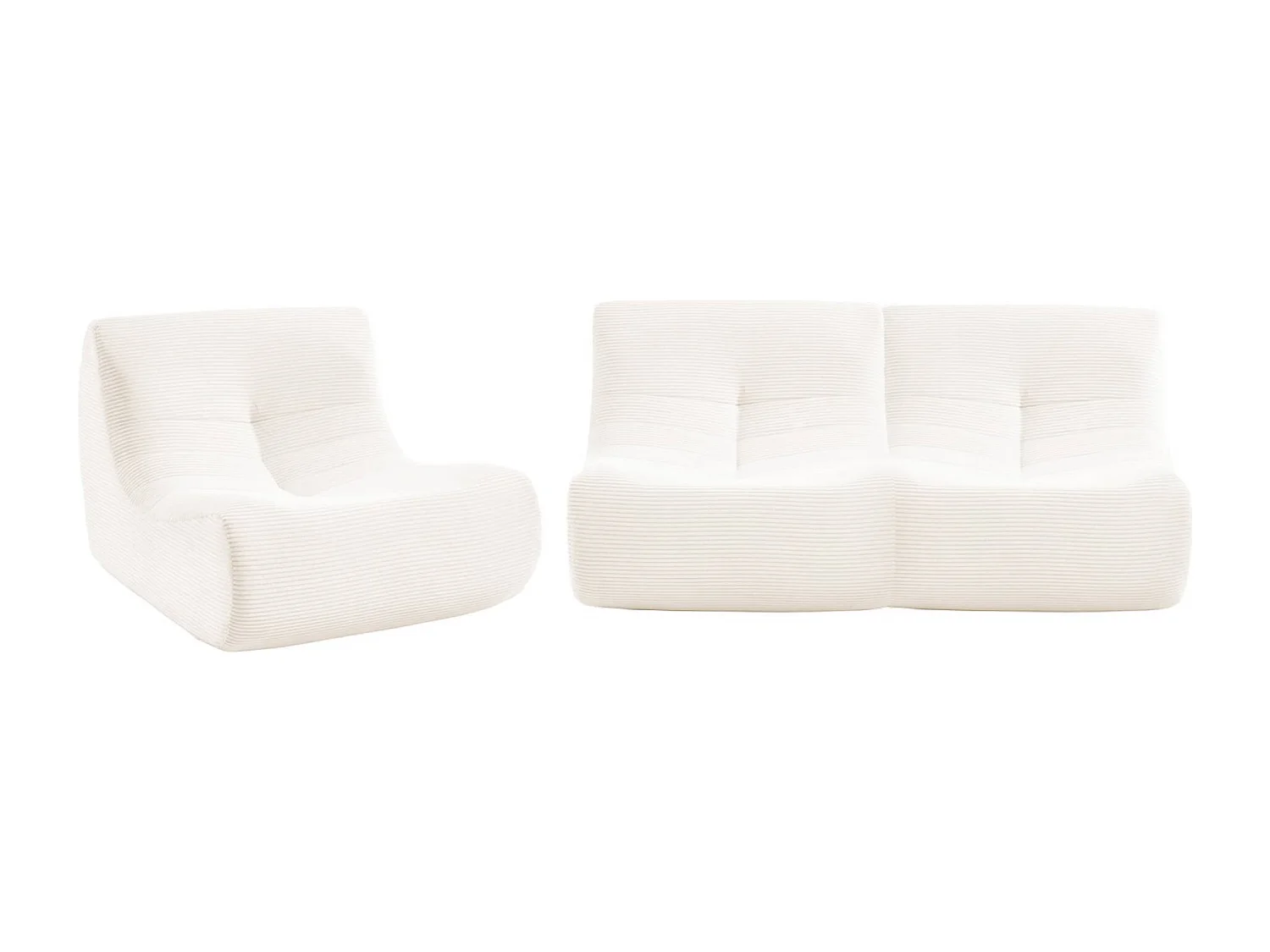 Sofá modular de pana, 3 plazas crema