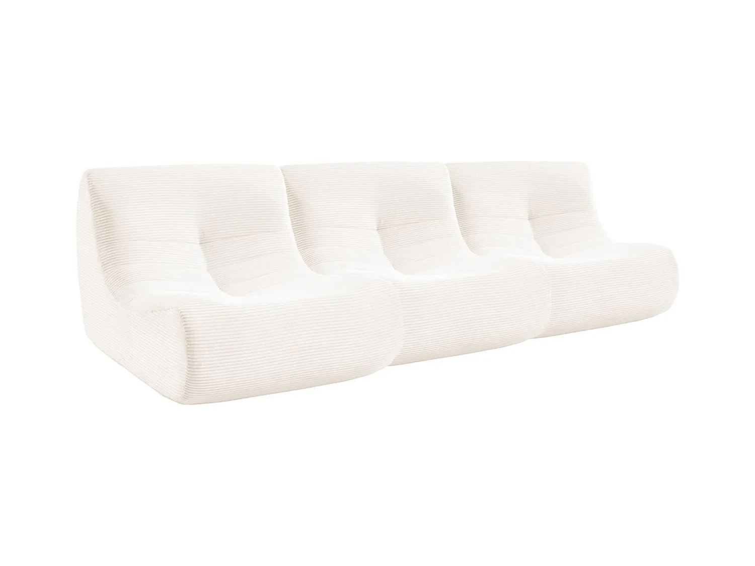 Chauffeuse velours côtelé 3 places crème L 91 x P 105 x H 72 cm - SOKOL