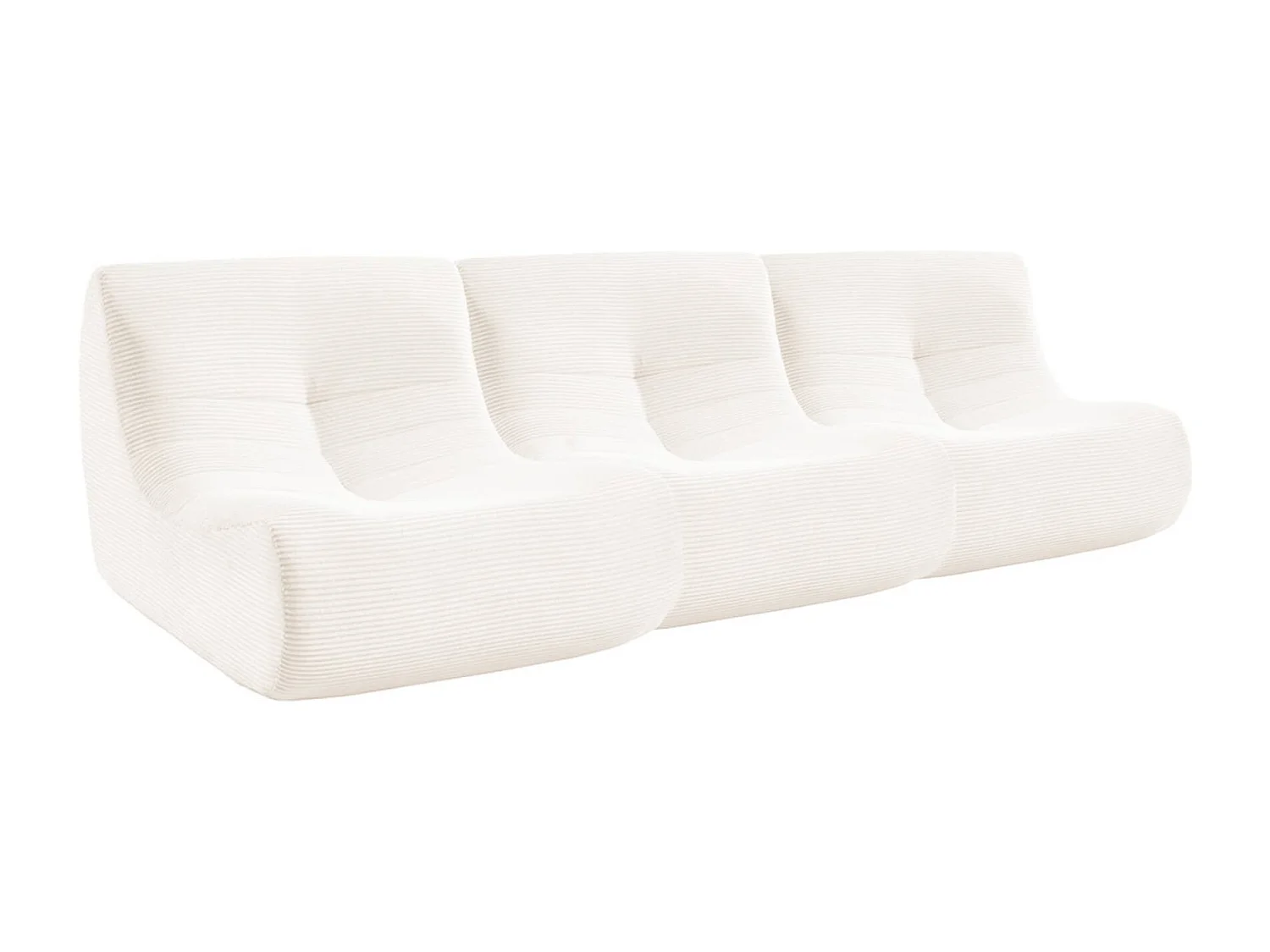 Chauffeuse velours côtelé 3 places crème L 91 x P 105 x H 72 cm - SOKOL