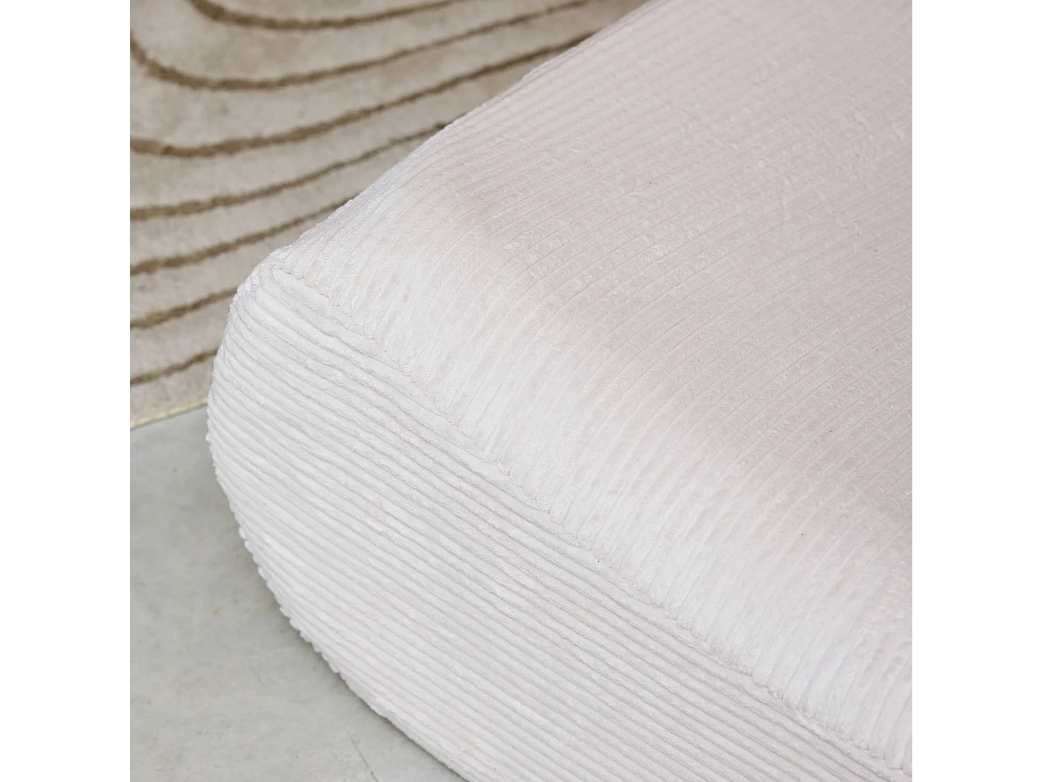 Chauffeuse velours côtelé 3 places crème L 91 x P 105 x H 72 cm - SOKOL