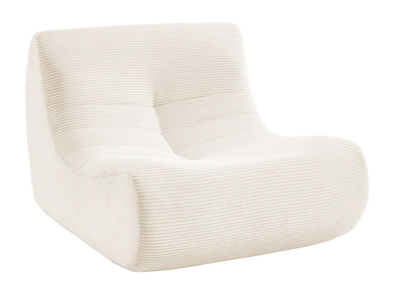 Chauffeuse velours côtelé 3 places crème L 91 x P 105 x H 72 cm - SOKOL