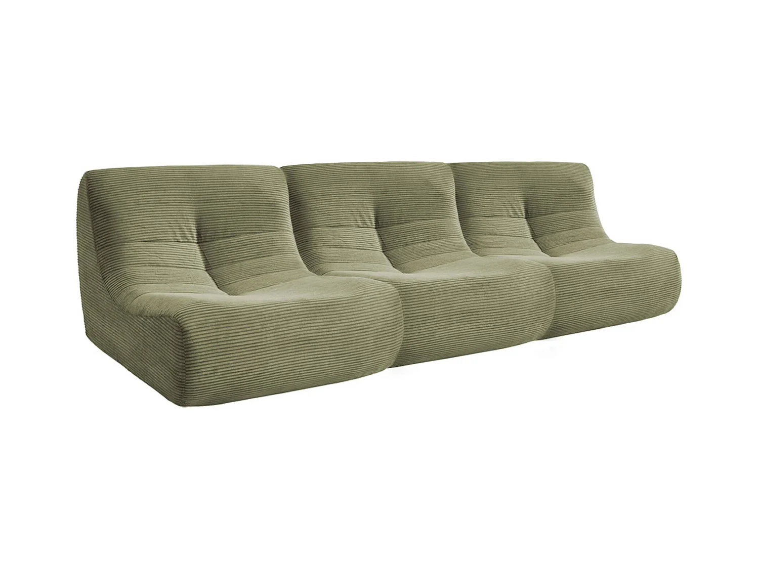 Chauffeuse velours côtelé 3 places kaki L 91 x P 105 x H 72 cm - SOKOL