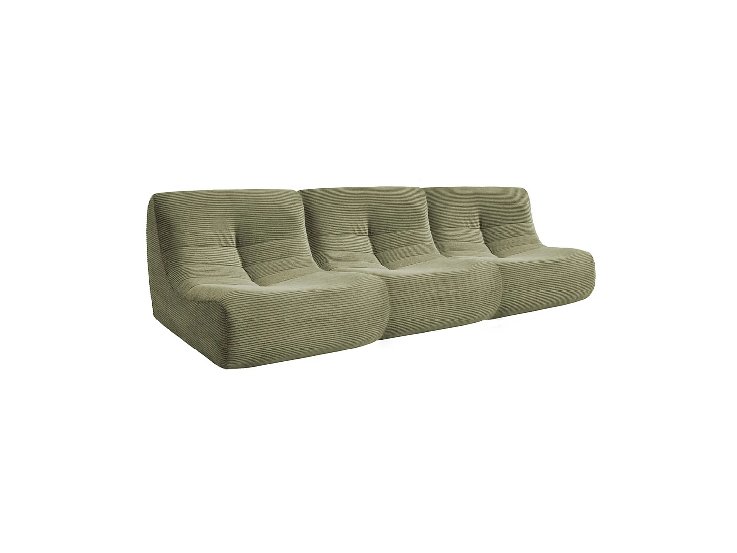 Chauffeuse velours côtelé 3 places kaki L 91 x P 105 x H 72 cm - SOKOL