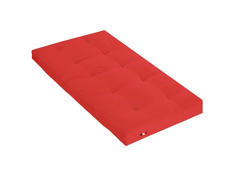 Matelas futon latex et fibres, fabrication française Couleur - Rouge, Dimensions - 90 x 190 cm