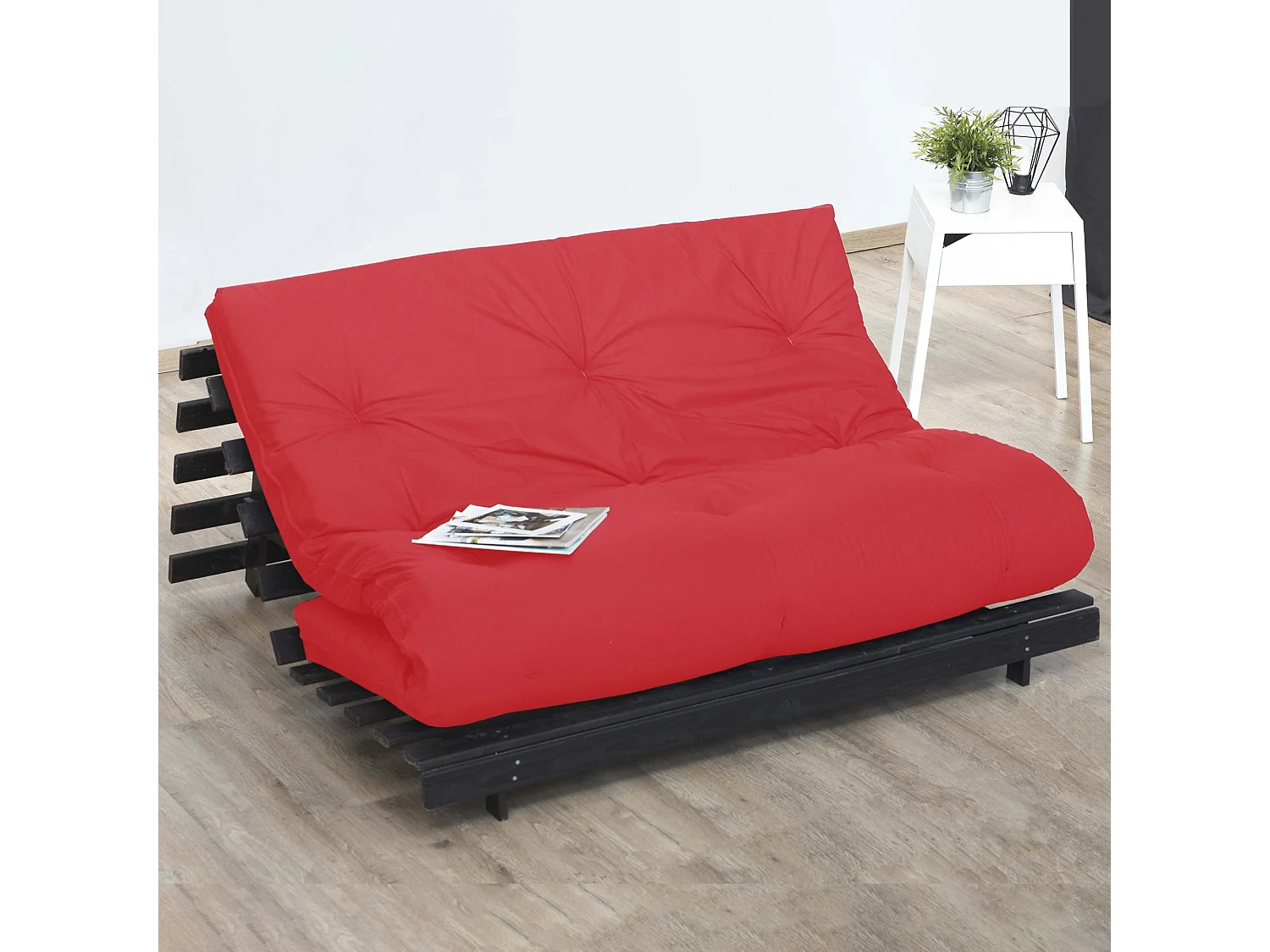 Matelas futon latex et fibres, fabrication française Couleur - Rouge, Dimensions - 160 x 200 cm