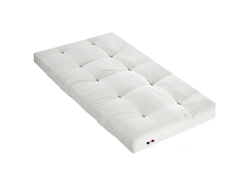 Matelas futon écru en coton et fibres recyclées, fabrication Française Couleur - Écru, Dimensions - 90 x 190 cm
