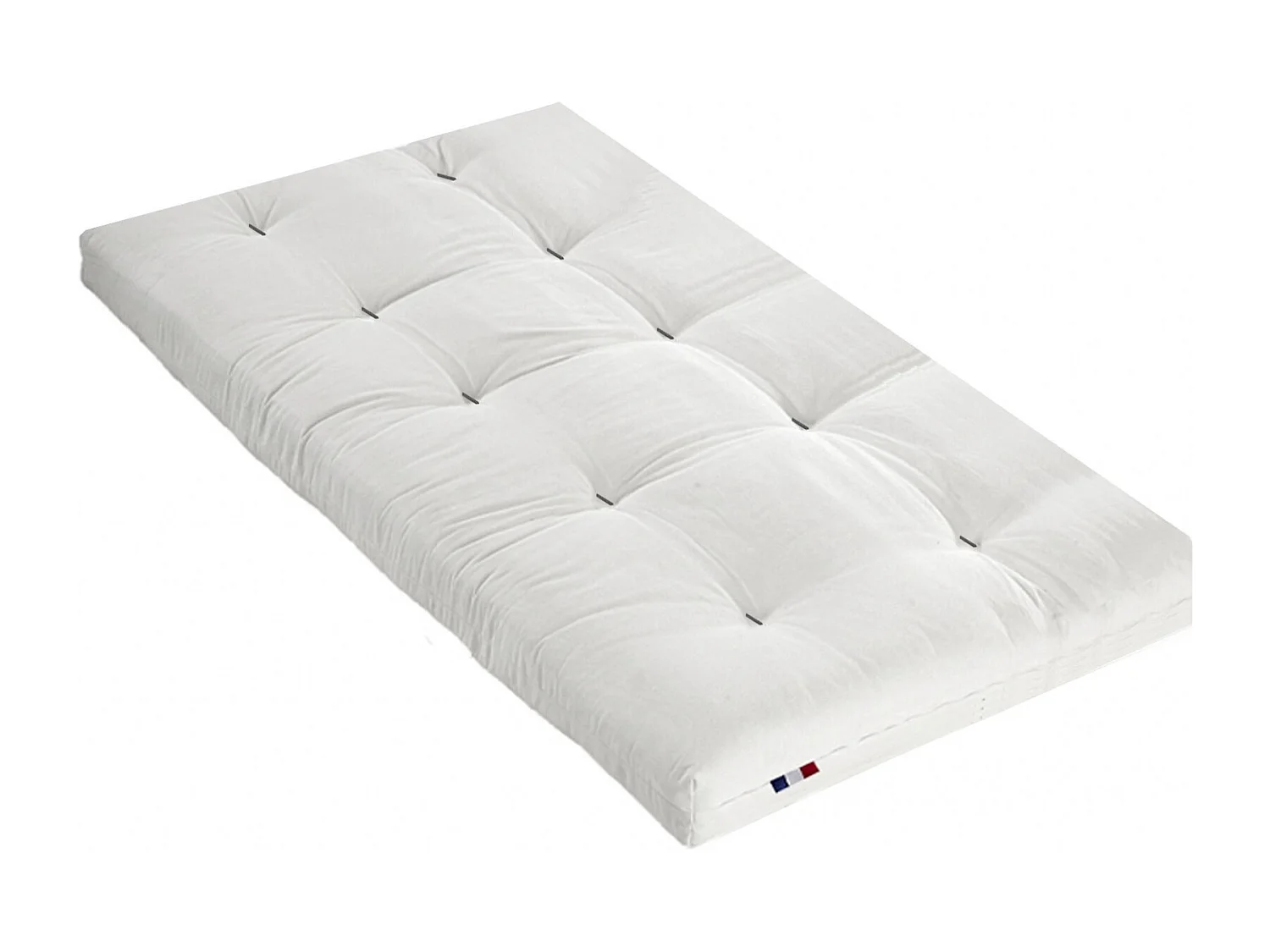 Matelas futon écru en coton et fibres recyclées, fabrication Française Couleur - Écru, Dimensions - 90 x 190 cm
