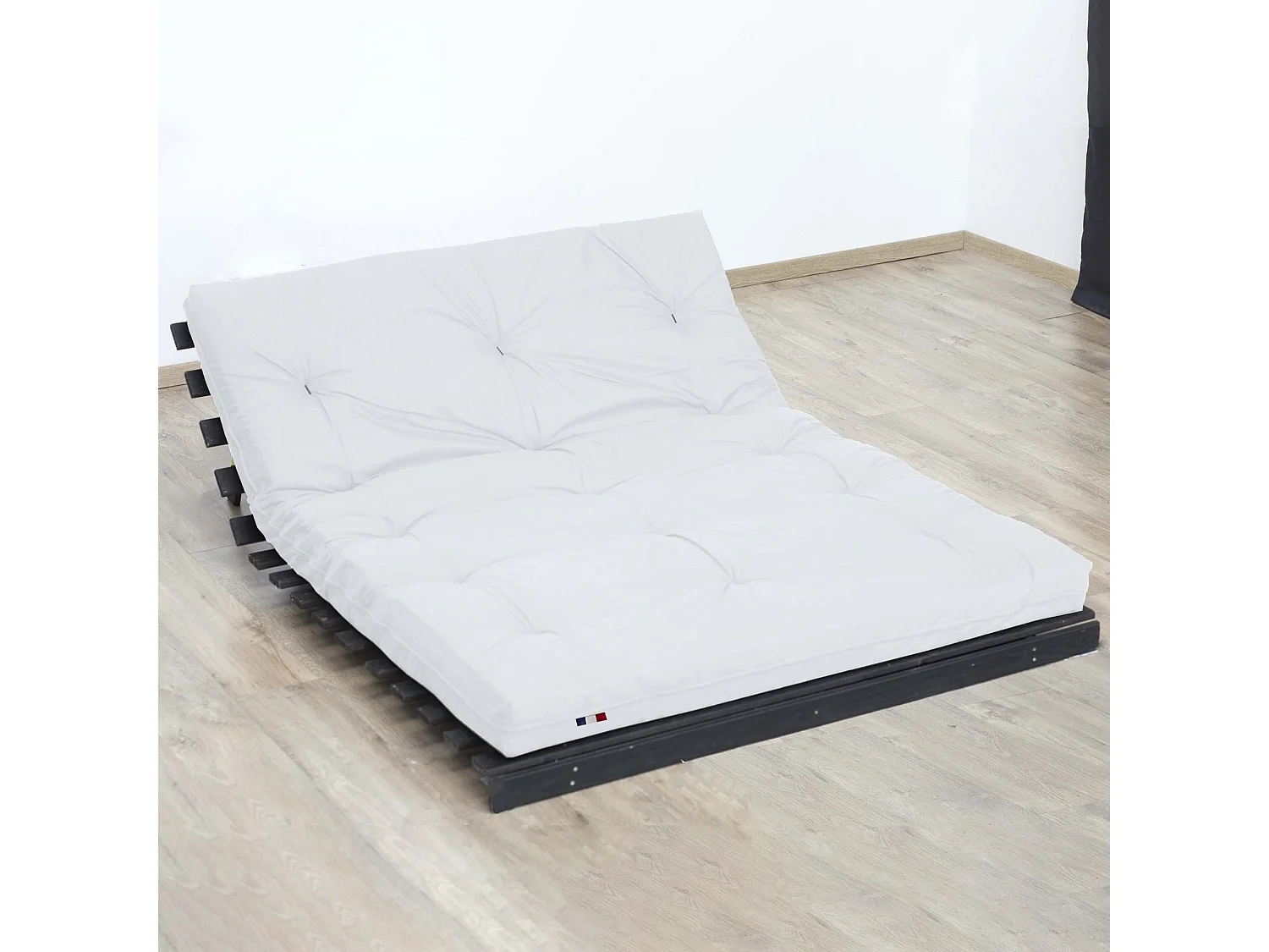 Matelas futon écru en coton et fibres recyclées, fabrication Française Couleur - Écru, Dimensions - 90 x 190 cm