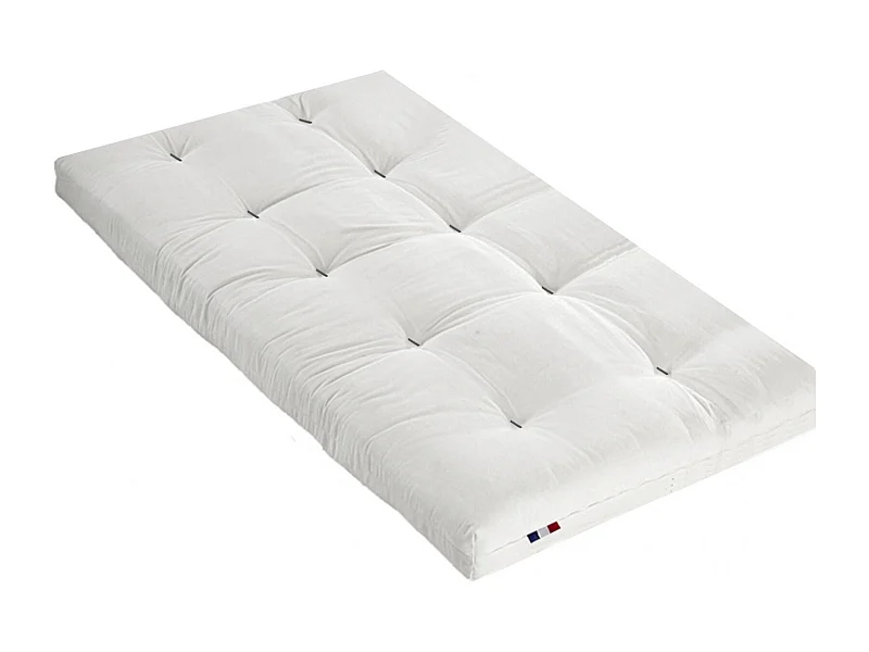 Matelas futon écru en coton et fibres recyclées, fabrication Française Couleur - Écru, Dimensions - 90 x 190 cm