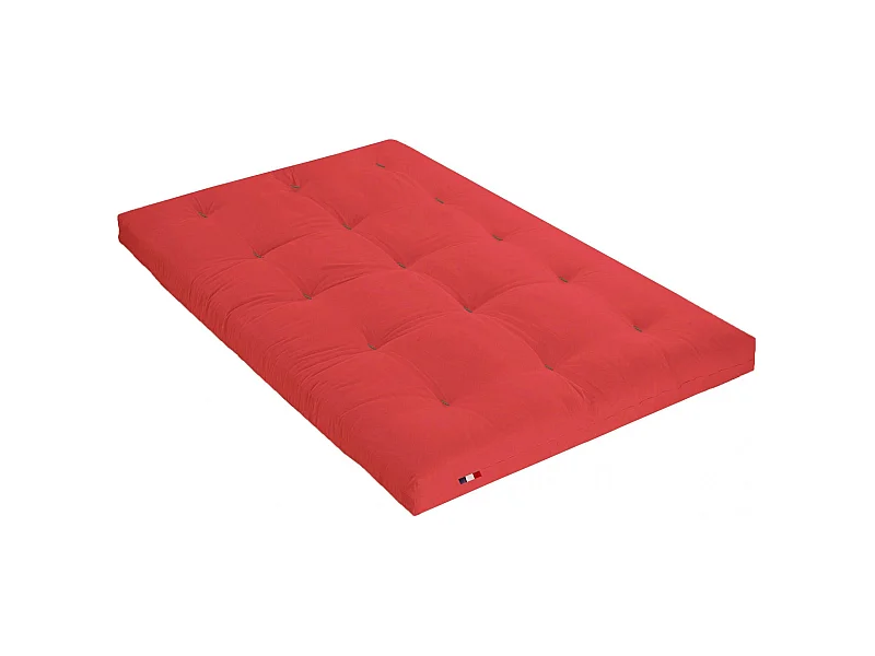 Matelas futon latex et fibres, fabrication française Couleur - Rouge, Dimensions - 140 x 190 cm
