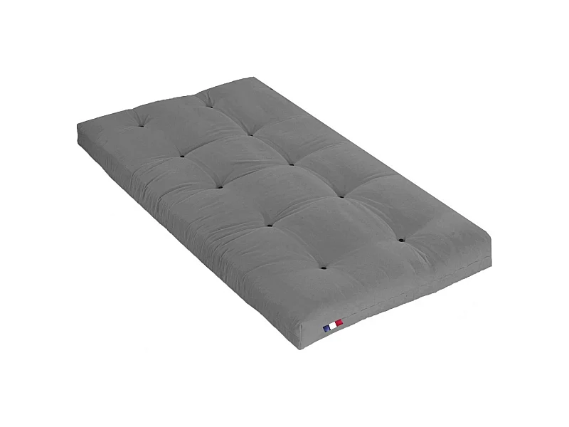 Matelas futon latex et fibres, fabrication française Couleur - Gris Clair, Dimensions - 90 x 190 cm