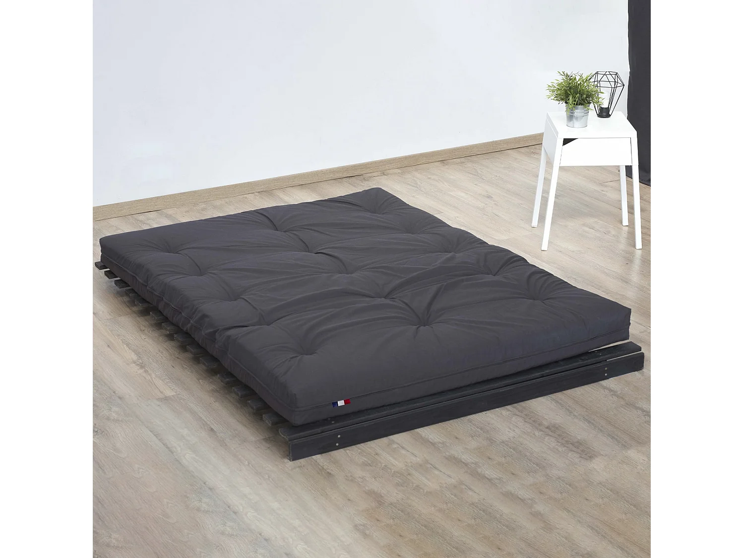 Matelas futon latex et fibres, fabrication française Couleur - Gris Anthracite, Dimensions - 90 x 190 cm