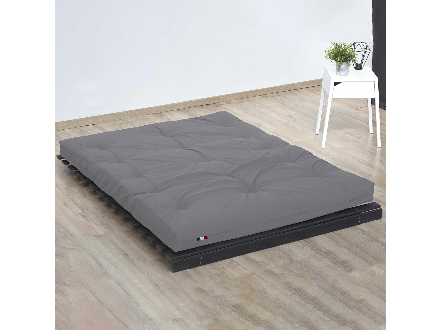 Matelas futon latex et fibres, fabrication française Couleur - Gris Clair, Dimensions - 160 x 200 cm