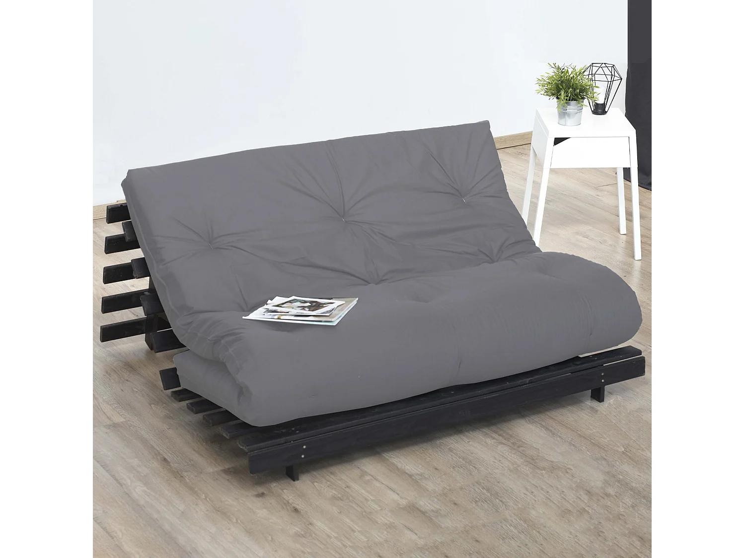 Matelas futon latex et fibres, fabrication française Couleur - Gris Clair, Dimensions - 160 x 200 cm