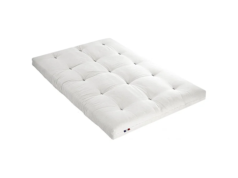 Matelas futon écru latex et fibres, confort et fabrication française Couleur - Écru, Dimensions - 140 x 190 cm