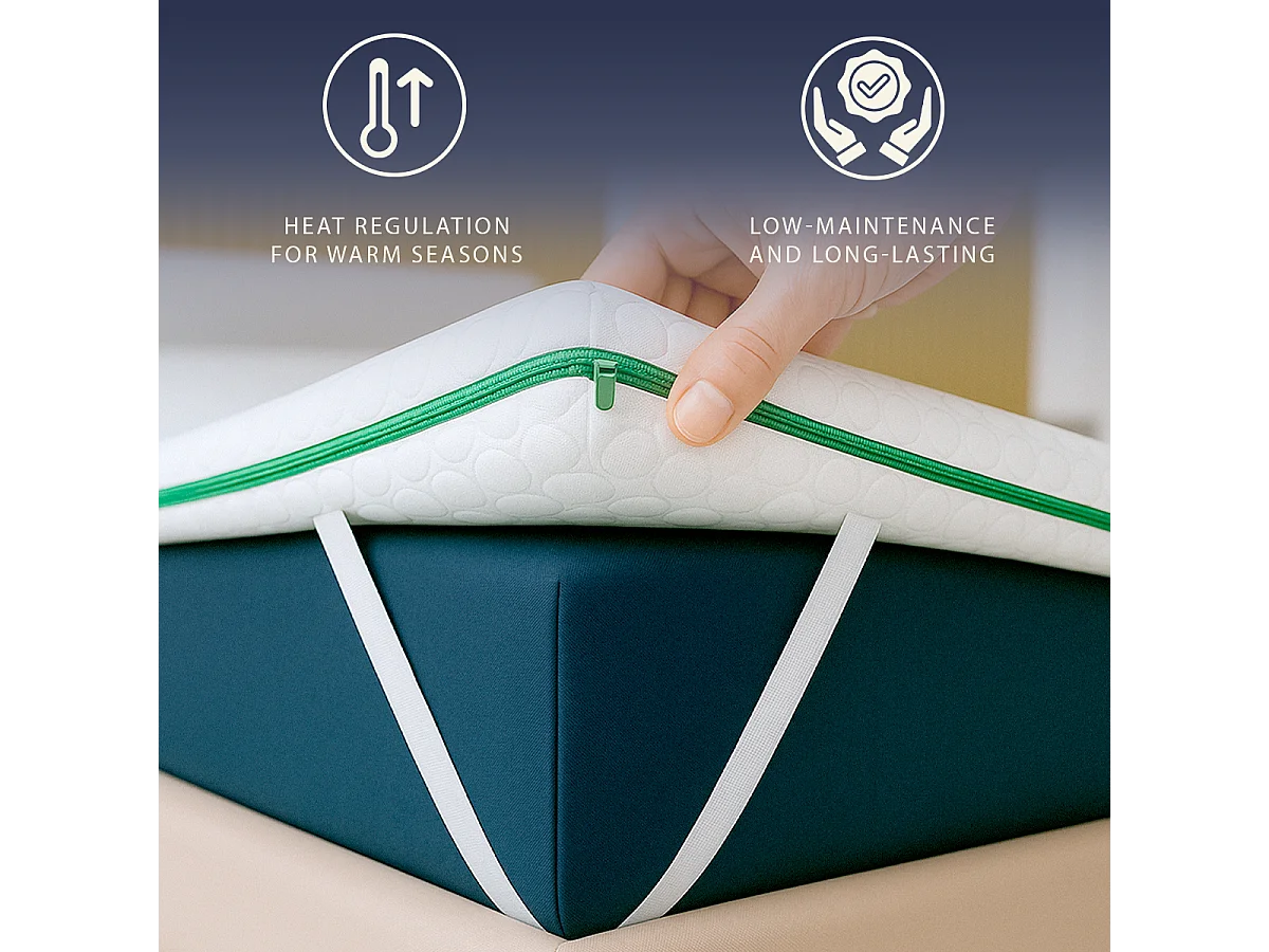 Surmatelas simple 90 x 190 Mousse mémoire Breeze 9 zones | H 5 cm | Fabriqué en Italie