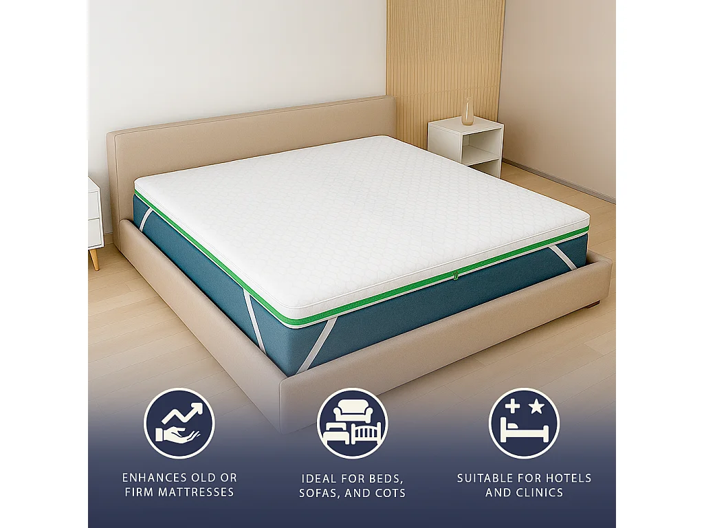 Surmatelas simple 90 x 190 Mousse mémoire Breeze 9 zones | H 5 cm | Fabriqué en Italie