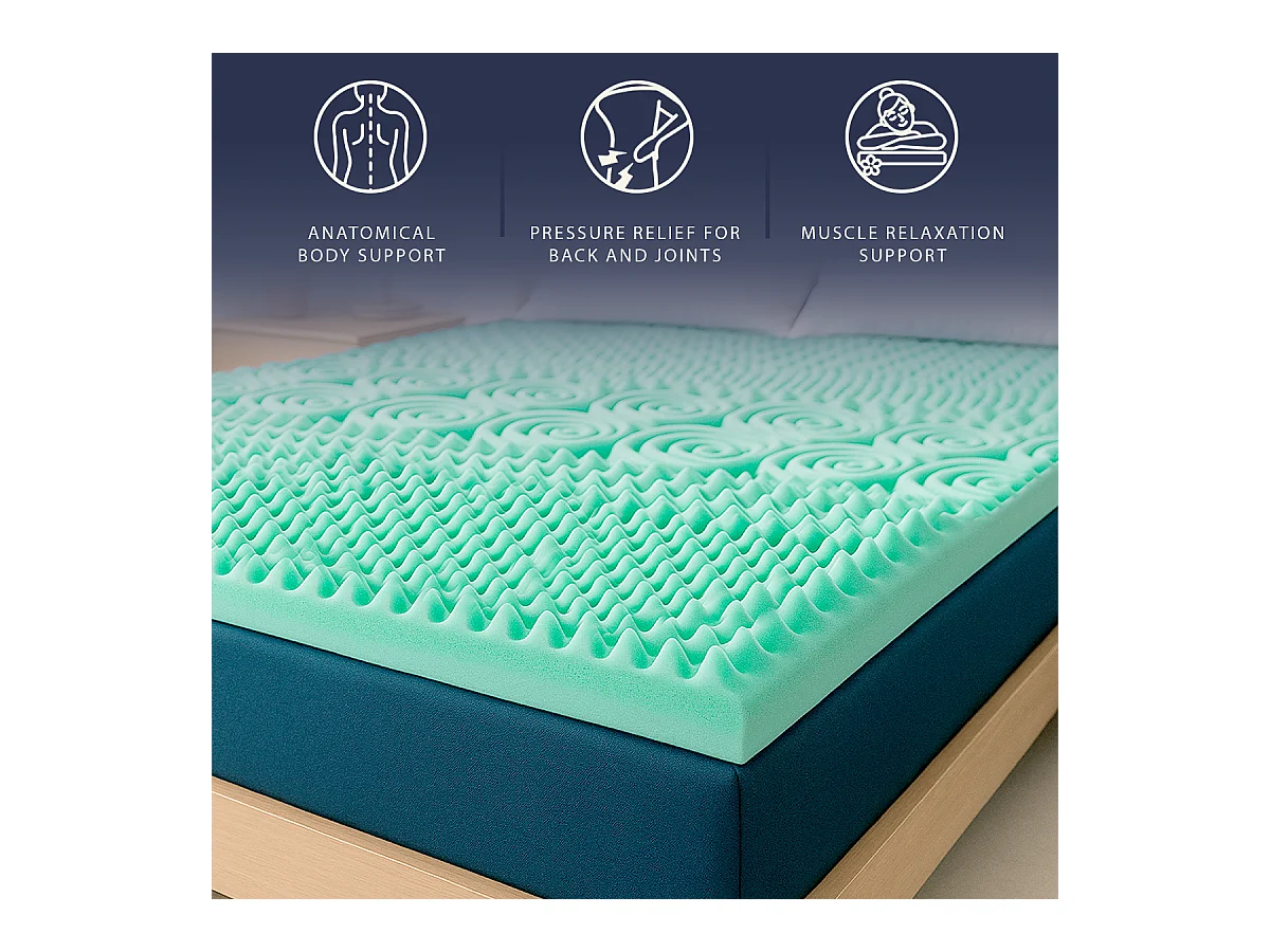 Topper Doppelbett 160 x 200 Memory Foam Breeze 9 Zonen | Höhe 5 cm | Made in Italy