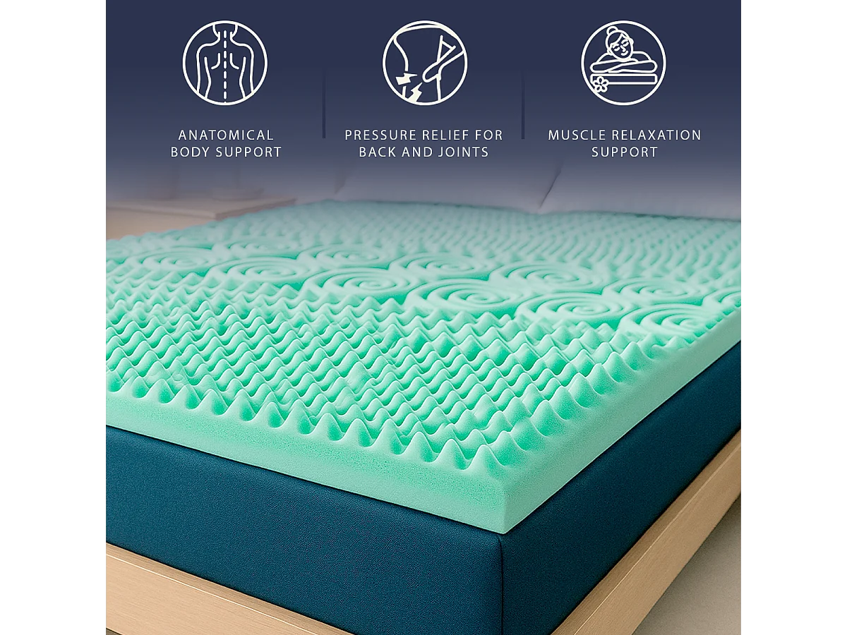 Surmatelas double 160 x 200 Mousse mémoire Breeze 9 zones | H 5 cm | Fab. en Italie