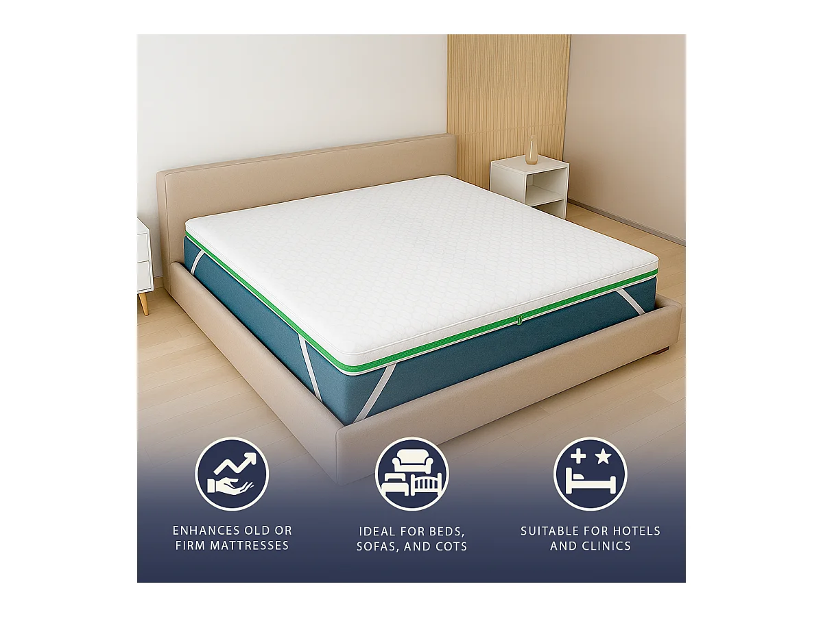 Topper Doppelbett 180 x 200 Memory Foam Breeze 9 Zonen | Höhe 5 cm | Made in Italy